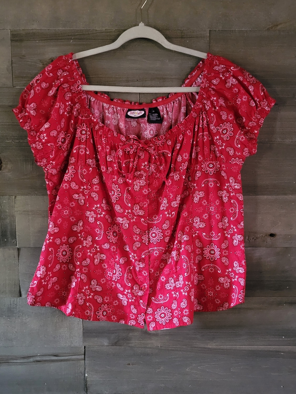 Vintage Y2k Zoey Beth Plus Peasant Top In Red Paisley 2x
